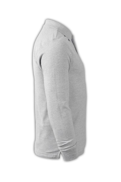 SKLPS003 solid color hemp gray 014 long sleeve men's Polo shirt 1AD01 customized sports solid color Polo shirt polo shirt shop polo shirt manufacturer polo shirt price back view